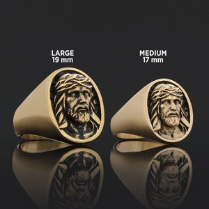 Jesus Ring, Messiah Statement Ring, Christ Ring, Silver Religious Ring, Gold Plated Jesus Jewelry, Christian Signet Ring, 3D Jesus Ring