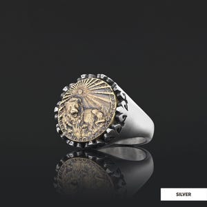 Lejonet stjärnteckenring, Lejonet horoskopring, Lejonet ring, stjärnteckenring för män, Lejonet stjärnteckenring, konstellationsring, astrologismycken för kvinnor bild 2