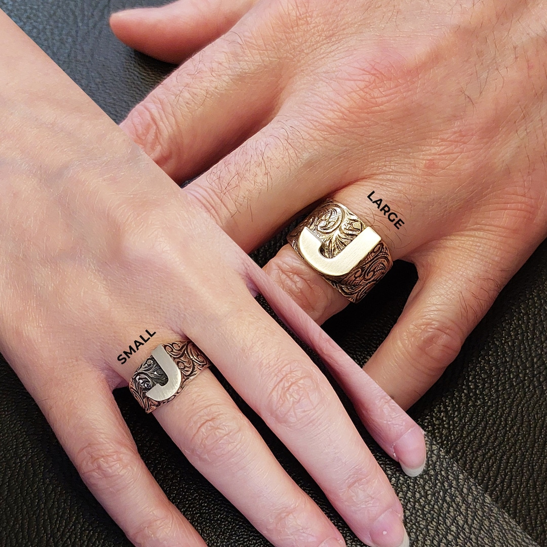 Anillo con monograma de la letra J, anillo con inicial J, anillo