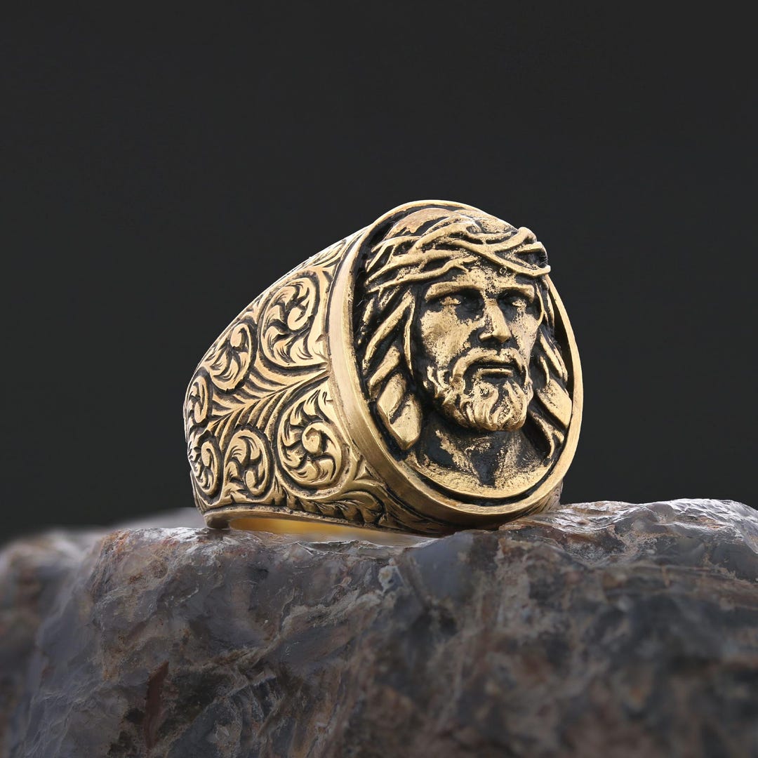 3D Jesus Motif Ring, Jesus Head Ring, Catholic Christian Ring, Jesus ...