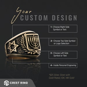 Silver Menorah Ring, Magen David Ring, Handmade Jewish Star Ring, Hebrew Hanukah Menorah Ring, Shield of David Ring, Star of David Ring