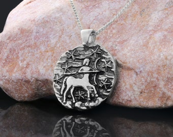 Sagittarius Birthstone Necklace, Sagittarius Medallion, Zodiac Necklace, Sagittarius Astrology Necklace, Zodiac Sagittarius Jewelry