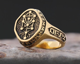 925 Sterling Silver Kabbalah Rings, Elohim Kabbalah Ring, Man Ring, Religious Gifts, Star Kabbalah Ring, Religious Gifts, Star of David Ring