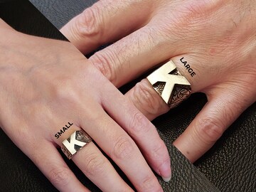 Block Letter Initial Ring, Sterling Silver 925, 2 Letters, Customized Handmade Jewelry, Block Letters, Name Ring, Personalized Initials