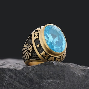 Master Masonic Ring, Freemason Signet Ring, Lodge Masonic Ring, Knights Templar Ring, Seeing Eye of Masonic Ring