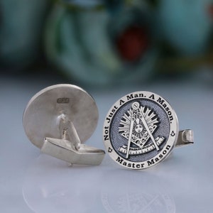 Master Mason Silver Sleeve Buttons, Mason Cufflinks, Past Master Mason Cufflinks, Personalized Sleeve Links, Freemason Button Links