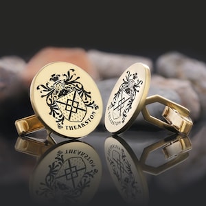 Handcrafted Family Crest Cufflinks, Personalized Family CrestCuff Links, Customizable Jewelry, Unique Gift for Genealogy Enthusiasts