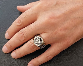 Antiquus Mysticusque Ordo Rosae Crucis Ring, Mason Statement Ring, Freemasonry Ring for Men, Rosicrucian Order Masonic Ring, Freemason Ring
