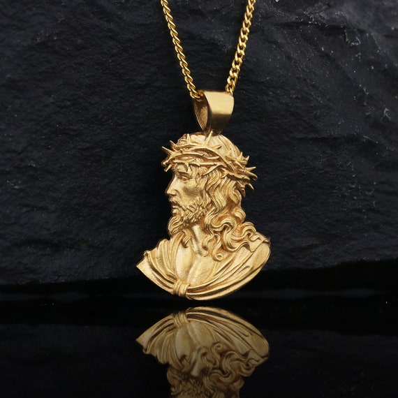 Ciondolo Gesù Cristo In Acciaio Inossidabile Con Catena Grano 75cm - COOLSTEELANDBEYOND - Uomo