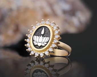 Lotus Flower Ring, Yoga & Meditation Jewelry, Symbol of Purity and Strength Ring, Spiritual Gift, Boho Jewelry for Yoga Lovers, Gift for Her