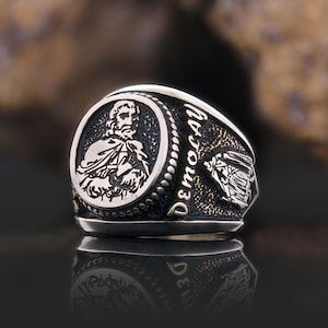 Anillo Chevalier de Molay, Anillo de Sello de los Caballeros Templarios, Anillo Templario de Jacques de Molay, Joyería de Cruzados Medievales, Joyería de Tributo, Regalo Masónico