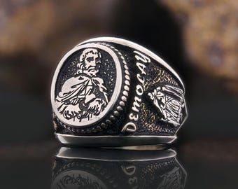 Chevalier de Molay Ring, Knights Templar Signet Ring, Jacques de Molay Templar Ring, Medieval Crusader Jewelry, Tribute Jewelry, Mason Gift