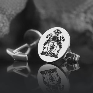 Custom Coat of Arms Cuff Links, Personalized Family Cuff Links, Groom Wedding Button Links, Groom Gift, Personalized Signet Button Link
