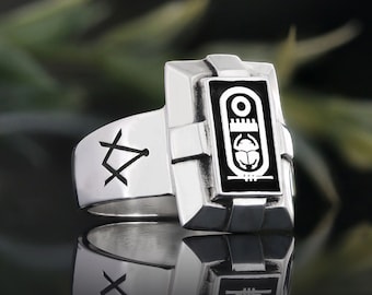 Masonic Ring, Mason Ring for Men, Silver Freemason Ring, Masonry Statement Ring, Handmade Freemasonry Ring, Custom Statement Ring, Gift Ring