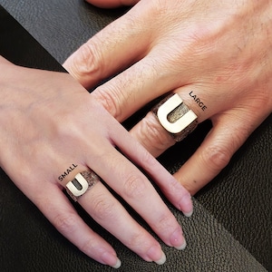 Anillo con la letra U hecho a mano, anillo con la inicial U, anillo con la letra U, joyería con la inicial personalizada, anillo con la letra U con monograma, anillo con la letra U para hombre, regalo