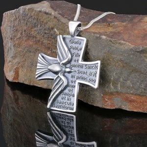 Cross Pendant With Pigeon, Christian Necklace, Dove Necklace, Family Necklace, Religious Necklace, Crucifix Cross Pendant