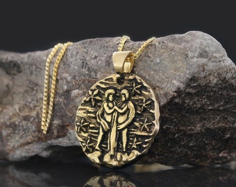 Gemini Zodiac Locket, Gemini Medallion, Zodiac Charm Necklace, Gemini Pendant Necklace, Gemini Zodiac Gift, Gemini Astrology Jewelry
