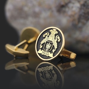 Custom Coat of Arms Cuff Links, Personalized Family Cuff Links, Unique Gift for Dad, Personalized Signet Button Link, Cufflinks Family Gift