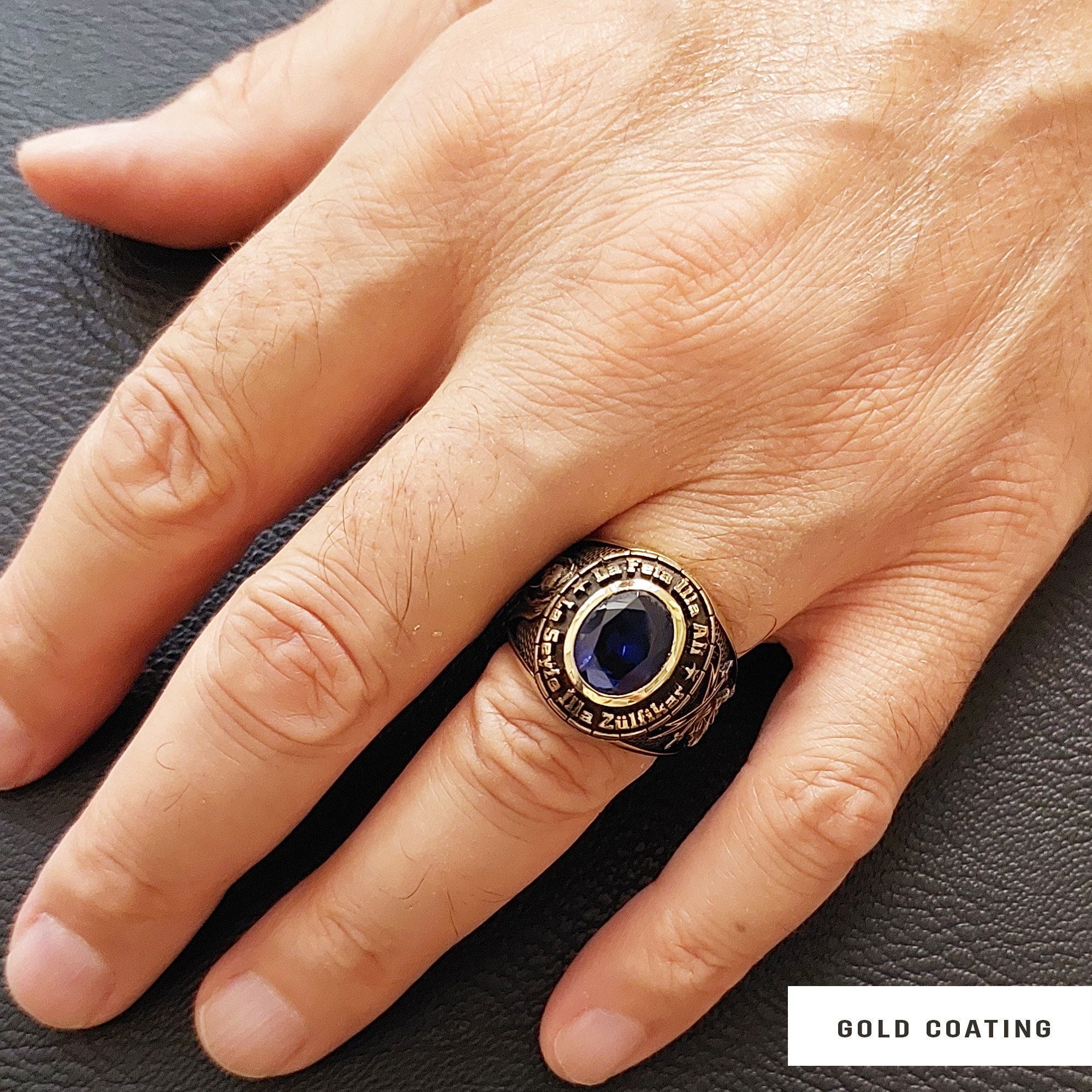 Islamic Zulfiqar Stone With Ring, Zulfiqar Sword Ring, Muslim Ring