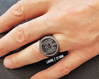 Personalized Engraved Family Ring, Customizable Name Coat of Arms Ring, Handmade Family Symbol Ring, Family Crest Ring, Family Name Ring