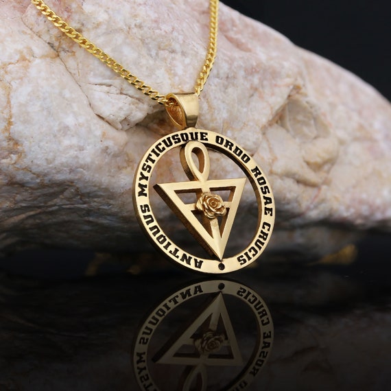 Spiritual Symbol of Ancient Necklace Rosae Crucis Charm Necklace Rosicrucian Order Jewelry Antiquus Mysticusque Ordo Rosae Crucis Pendant Etsy