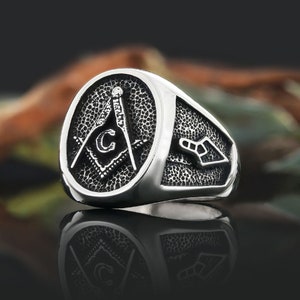 Lodge Mason Ring, Custom Freemason Statement Ring, Blue Lodge Signet Ring, Masonic Statement Ring, Silver Masonry Men Ring, Masonic Jewelry