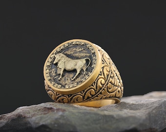 Handcrafted Taurus Ring in Sterling Silver, Symbolize Strength and Determination with Our Taurus Ring, Perfect Gift for Astrology Lovers
