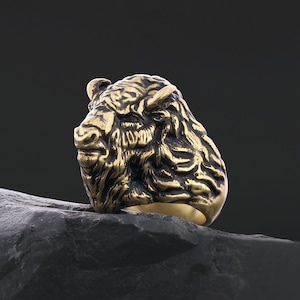 Bison Buffalo Face Ring, Wild Spirit Animal Ring, Buffalo Head Ring, Western Buffalo Head Ring, Tribal Boho Style Ring, Animal Jewelry