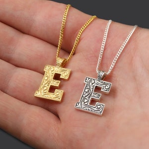 Custom E Letter Necklace, Gold Coated Name E Necklace, Initial E Charm Pendant, Letter E Pendant, Baby Name Jewelry, E Initial Pendant