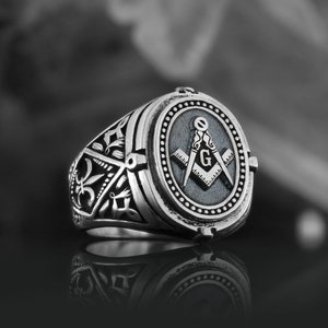 Blue Lodge Masonic Ring, Mason Ring, Freemason Statement Ring, Custom Masonic Ring for Men, Master Mason Signet Ring, Freemasonry Ring, Gift