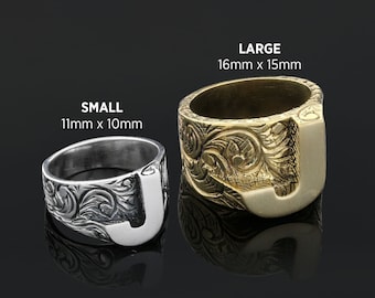 Anillo con monograma de la letra J, anillo con inicial J, anillo con sello  personalizado, joyería con alfabeto hecha a mano, anillo de plata con la