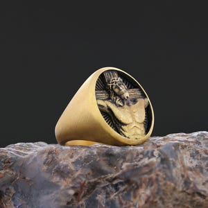 3D Jesus Ring, Jesus Signet Ring, Byzantine Signet Ring, Christian Gift, Religious Ring, Spiritual Ring, Christianity Jewelry, Messiah Ring