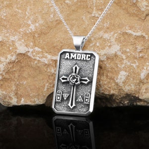 Amorc Rosicrucian Pendant, Rosae Crucis Jewelry, Rosicrucian Charm Necklace, Antiquus Mysticusque Ordo Rosae Crucis Jewelry, Amorc Jewelry