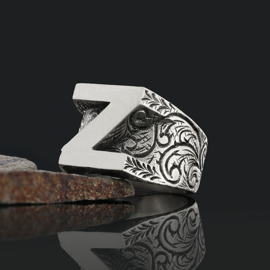 Letter Z Ring Monogram Z Letter Ring Initial Z Ring Etsy