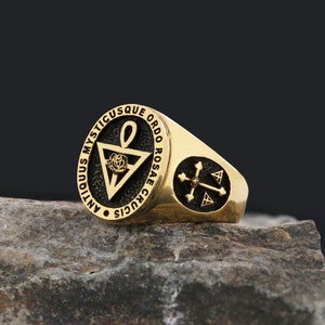 Antiquus Mysticusque Ordo Rosae Crucis Ring, Amorc Ring, Rosicrucian Order Masonic Ring, Mason Statement Ring, Freemasonry Ring for Men