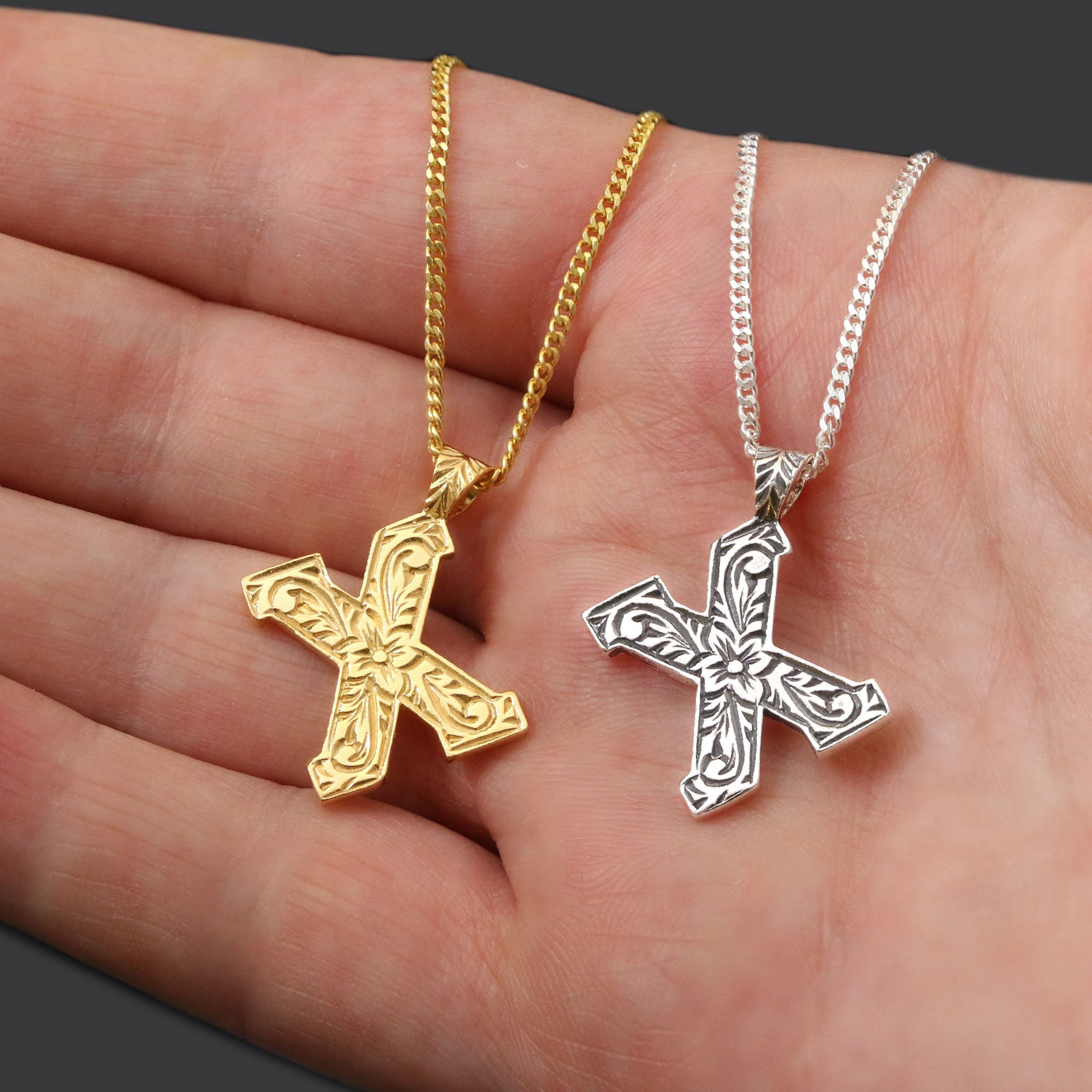X Letter Necklace, Silver Alphabet Jewelry, Initial X Charm Pendant ...