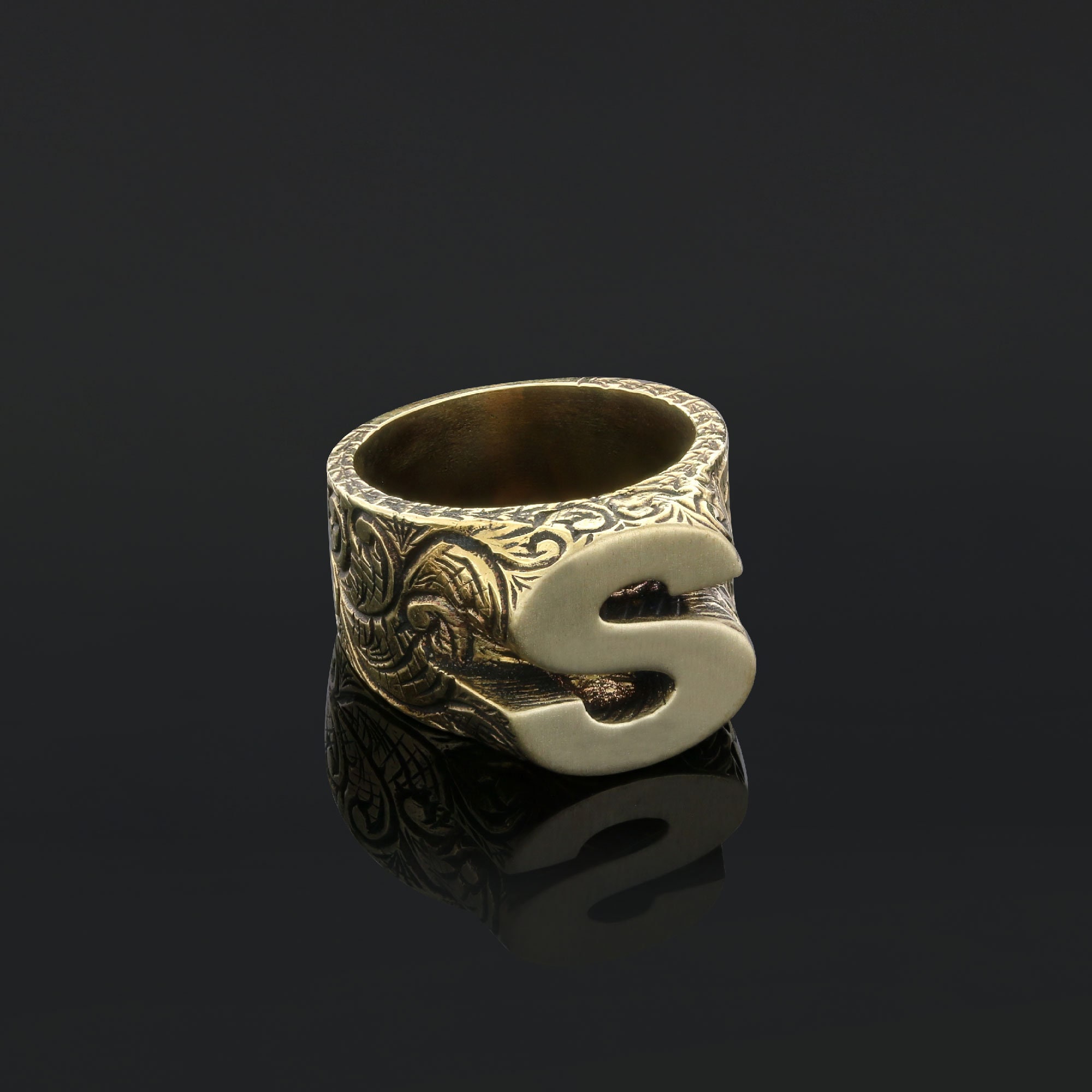 Monogram S Letter Ring, S Initial Ring, S Letter Ring, Handmade 