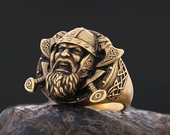 Anello vichingo 3D fatto a mano, autentico anello dell'era vichinga, anello vichingo Berserker, anello guerriero vichingo, gioielli nordici, gioielli Valhalla