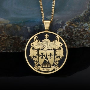 Handcrafted Family Crest Necklace, Unique Gift for Genealogy Enthusiasts, Personalized Family Crest Necklace, Customizable Keepsake Jewelry
