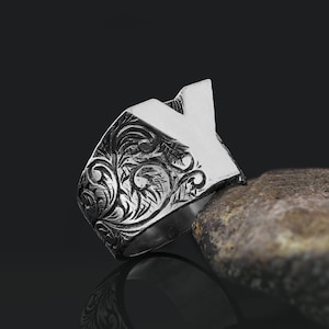 Regalo de anillo de letra A-Z, anillo de letra Y monograma, anillo de nombre hecho a mano, anillo inicial Y, anillo de letra Y, anillo personalizado, joyería del alfabeto de plata