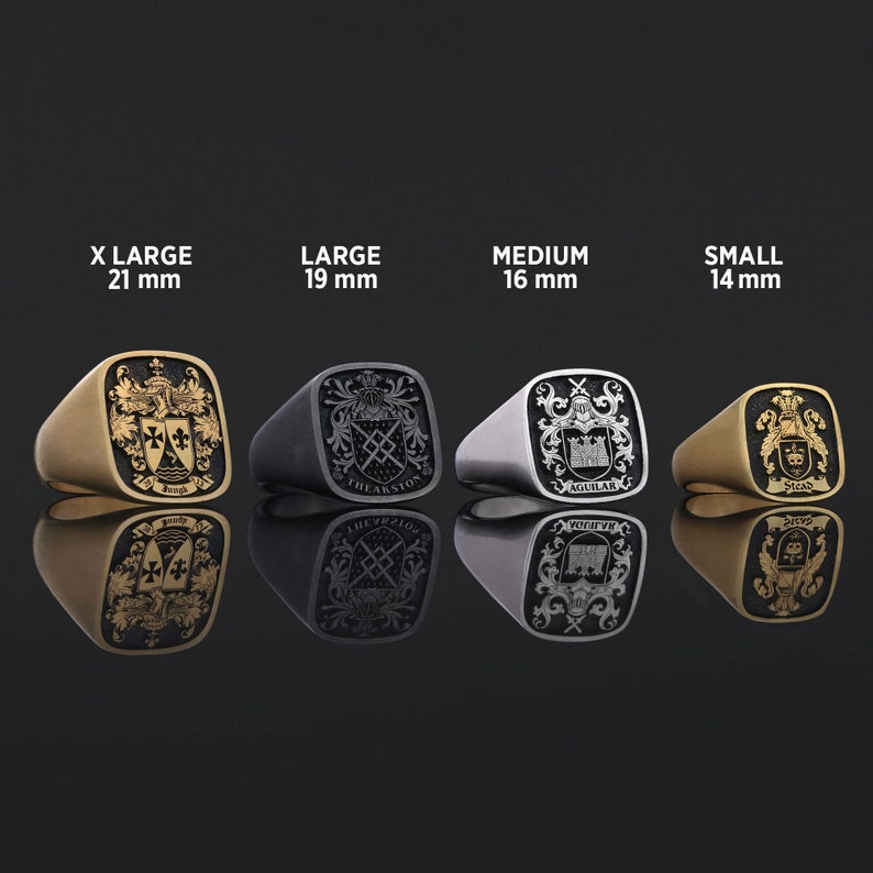 Family Crest Ring, Family Name Ring, Customizable Name Coat of Arms ...