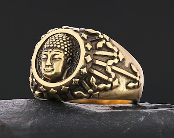 Sterling Silver Buddha Face Ring, 3D Buddha Ring, Meditation Ring, Yoga Ring, Buddhist Jewelry, Religious Gifts, Gift for Her, Gift for Him