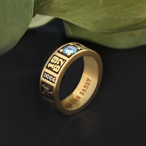 Anillo de graduación universitario personalizado para hombre, anillo de graduación personalizado, anillo de banda universitaria con piedra de nacimiento, regalo de joyería para la escuela secundaria.