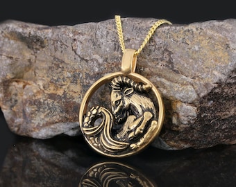 Stenbockens stjärnteckenhalsband, stjärnteckenhänge, Stenbockens medaljonghalsband, astrologihalsband, stjärnteckenhalsband, stjärnteckenhalsband