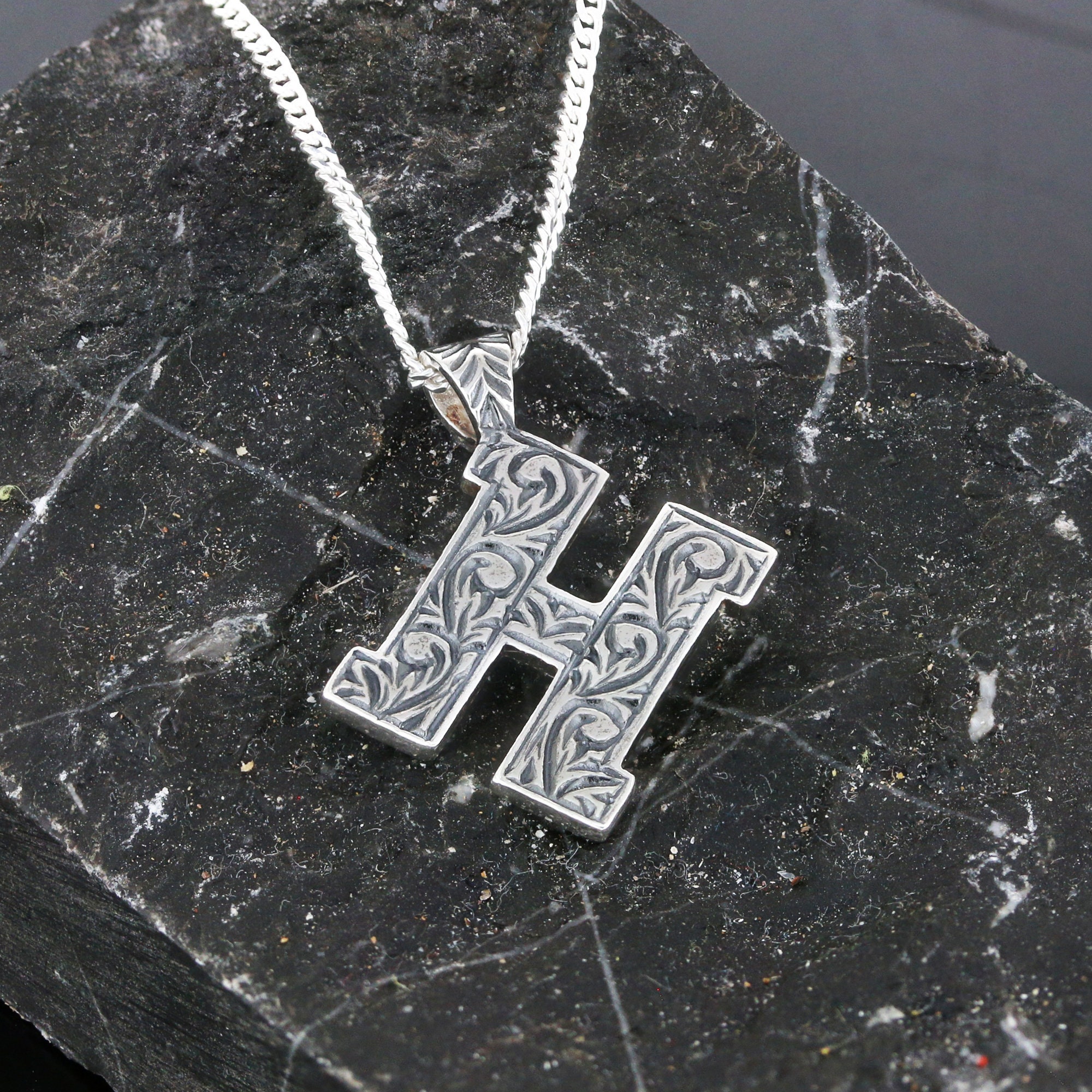 Letter H Pendant Charm, Personalized H Necklace, A-Z Initial