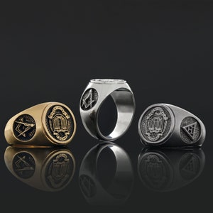 House of Temple Mason Ring, Masonic Ring for Men, Royal Arch Masonic Ring, Craft Lodge Freemasonry Ring, Freemason Headquarters Signet Ring