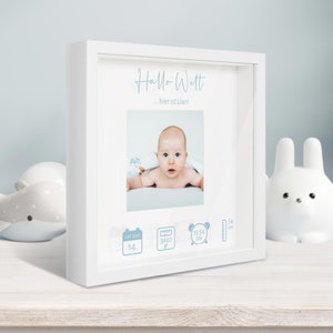 Cornice portafoto nascita/regalo nascita con date di nascita, personalizzata
