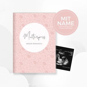 Mutterpass Hülle / Mutterpasshülle, personalisiert mit extra Fach für Ultraschallbilder