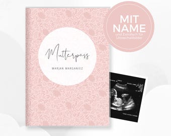 Funda para libro de registro de maternidad / funda para libro de registro de maternidad, personalizada con compartimento adicional para imágenes de ultrasonido