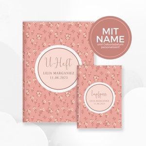 U-Heft und Impfpass Hülle mit zauberhaftem Blumenmotiv, personalisiert